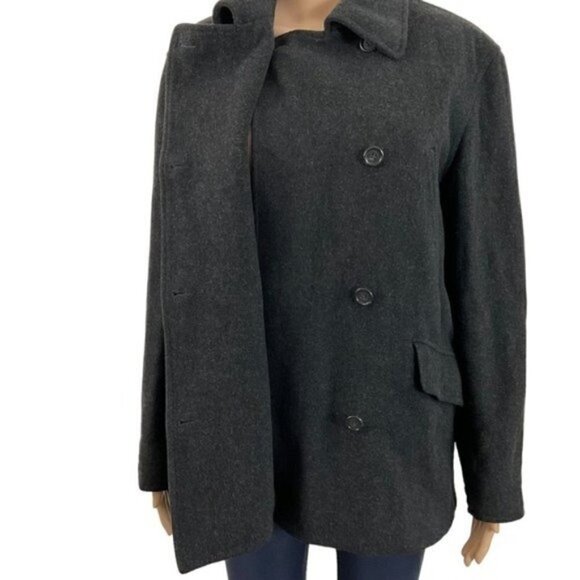 J.Crew Double Breasted Wool Jacket Gray Vintage Size Medium Lined - Picture 6 of 14